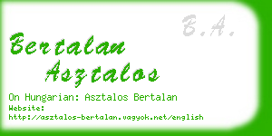 bertalan asztalos business card